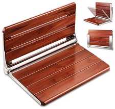 Upgraded Version 18" ADA Compliant Folding Teak Shower Seat Wall Mounted-Fo...