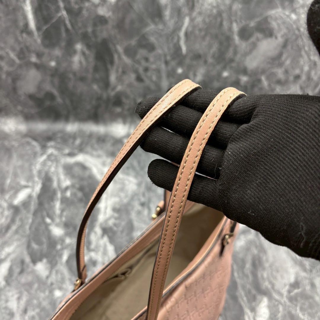 GUCCI GG Tote Bag Pink Leather Large Capacity Unisex Authentic thumbnail 4