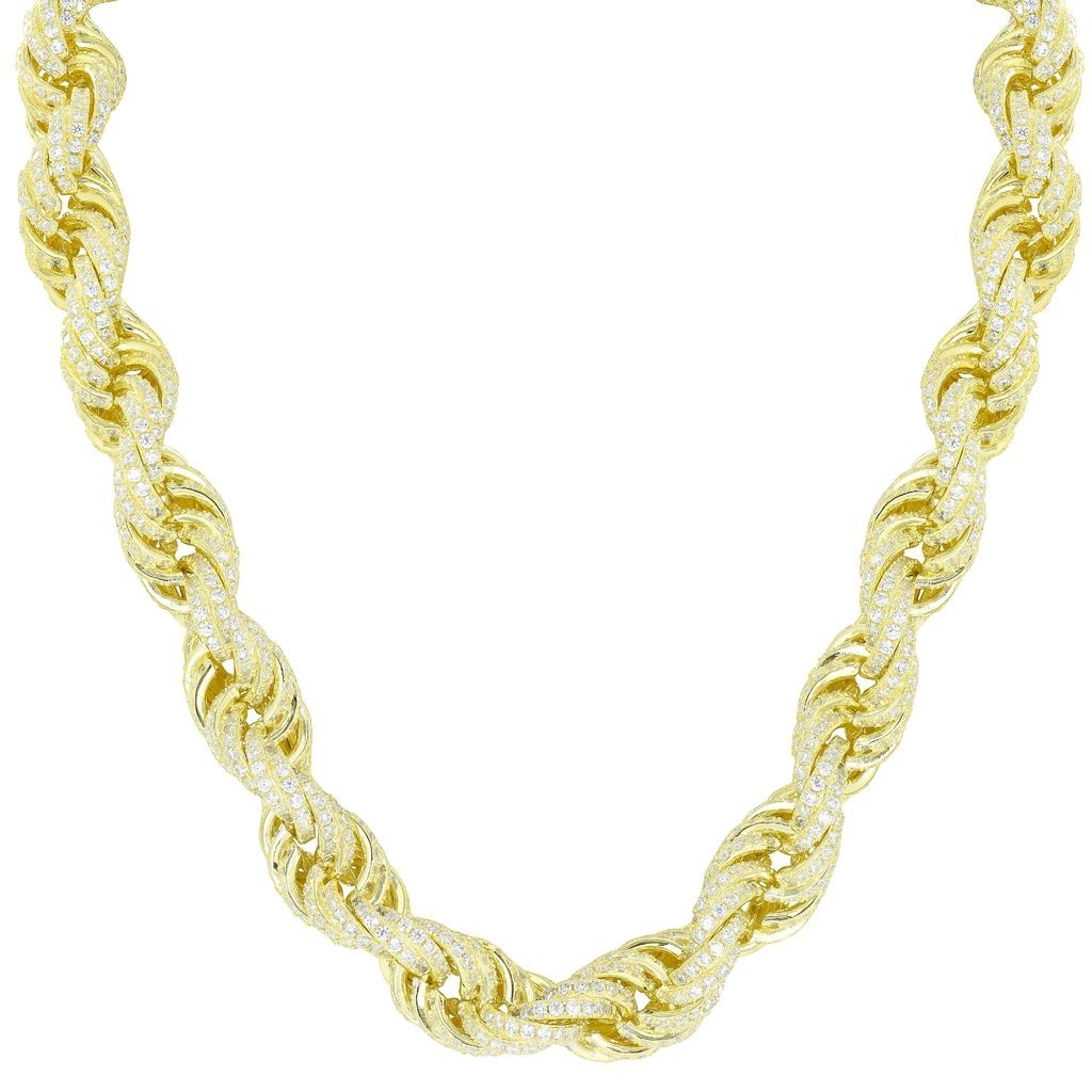 Канат для хип-хопа Silber Iced Out Rope из серебра 925 пробы 11 мм золотой 340390₽