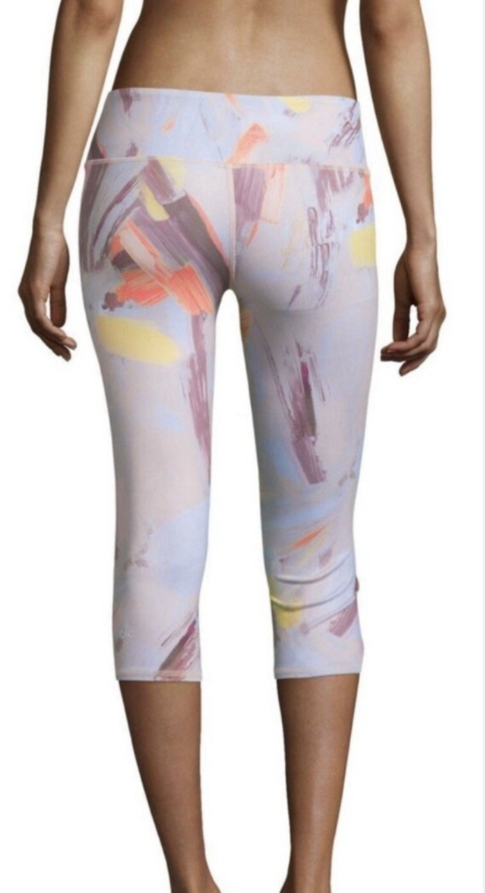 Alo Yoga Leggings Women's Medium Multi Colored Airbrush Capris