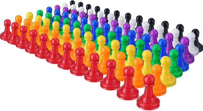 Hestya 96 Pcs Board Game Pieces Multicolor Plastic Pawn Pieces for Board Chess C