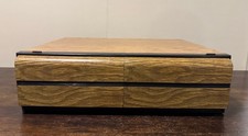 Vintage VHS Tape Faux Wood Two Drawer Storage Case Organizer Holds 18 Tapes