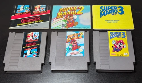 Super Mario Bros. 3, 2 & 1 /Duck Hunt Nintendo NES Authentic W/Manuals Tested