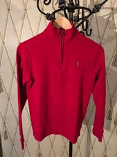 Boys Polo Ralph Lauren Red Cotton Interlock Quarter-Zip Pullover - L 14-16