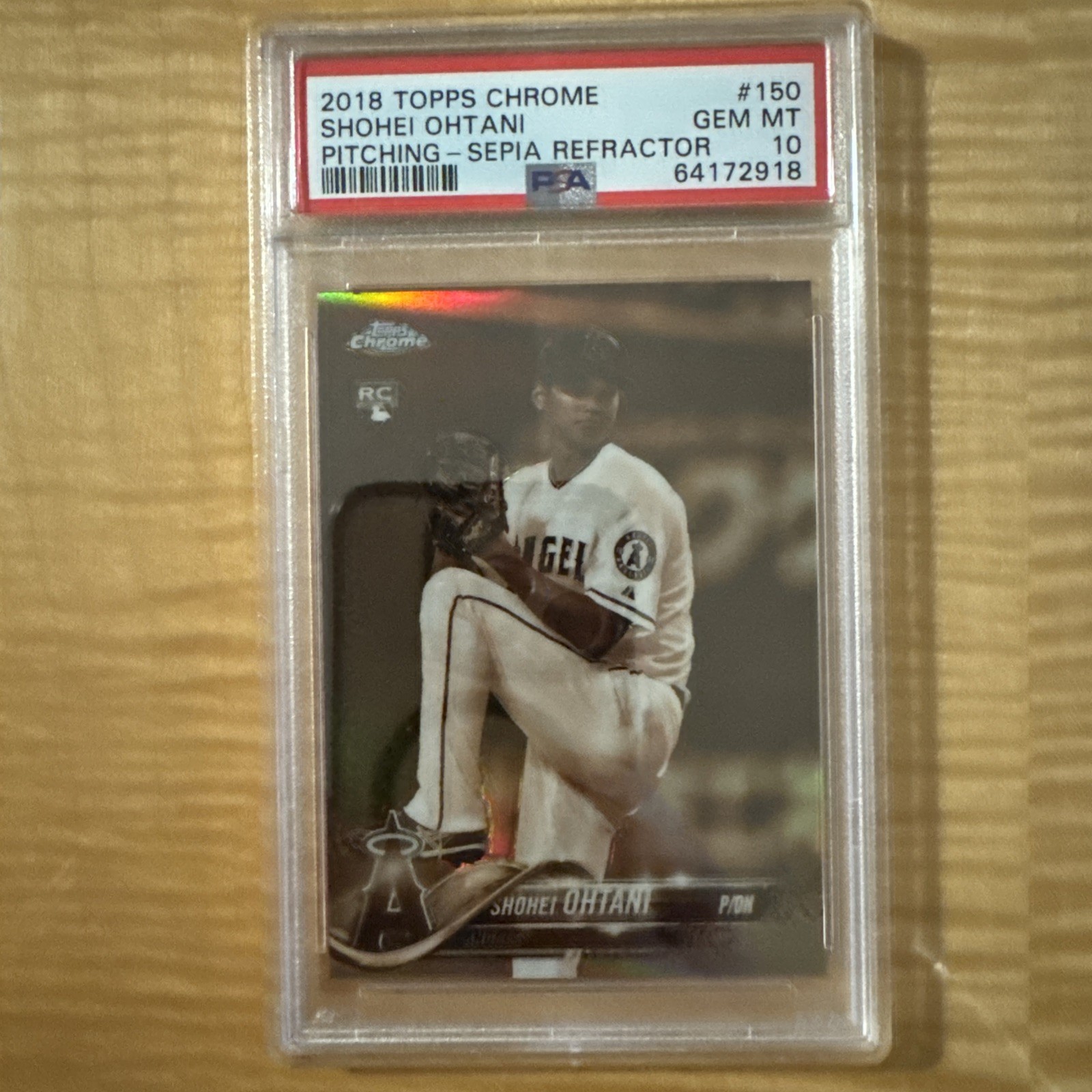 Shohei Ohtani 2018 Topps Chrome #150 Sepia Refractor (Pitching