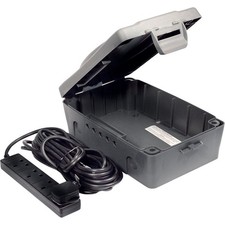 Masterplug 10m Outdoor Extension Lead 4 Gang Weatherproof Box Garden Power Kit