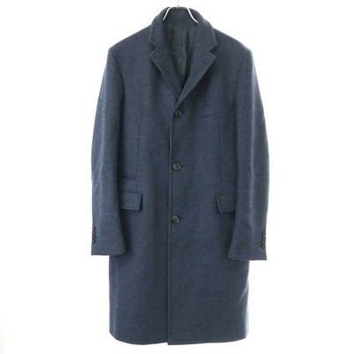 HERMES Wool Cashmere Chester Coat PT9434 Navy 48 Used MESC-0