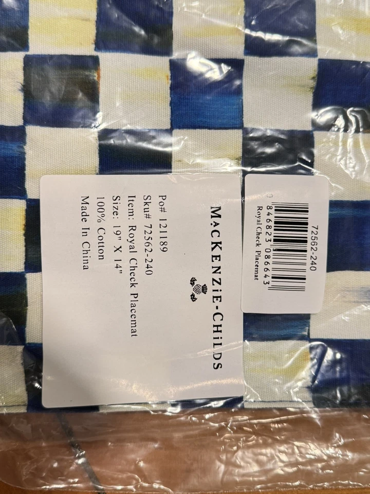 MANTEL INDIVIDUAL MACKENZIE NIÑOS AZUL Y BLANCO CUADROS REALES NUEVO CON ETIQUETAS Foto 2 de 4