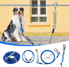 Heavy Duty 50FT Dog Tie Out Run Cable with 10FT Leads - Double Shock Absorption