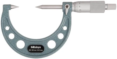 Mitutoyo 112-214 Point Micrometer  Ratchet Stop  25-50mm Range  0.01mm