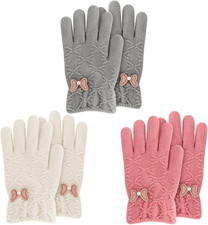 Kids Winter Gloves for Boys Girls, 3 Pairs Children Warm Wool Lined Gloves Toddl
