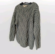 Vintage Cottagecore Fisherman Cable Knit Chunky Grandpa Sweater Eddie Bauer M