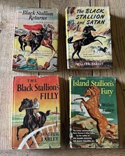 4 VTG Walter Farley Black Stallion & Island Fury Book Lot HC w/ DJ 1945 -52 NICE