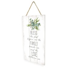 5x10" "Bless The Food Before Us" Wooden Plank Hanging Wall Decor Sign White