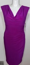 Lauren Ralph Lauren Ruched Cowl Neck Sheath Dress Purple Size 14 NWT