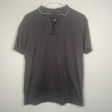 Emporio Armani Men s XL Gray Stretch 1/4 Zip Polo Shirt Flawed