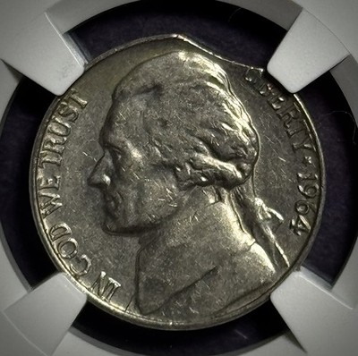 1964 Jefferson Nickel NGC “Mint Error” UNC– Clipped Planchet