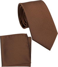 Regular Tie and Pocket Square for Men, Solid Color Necktie Set, 3.2 inch Standar