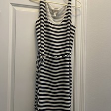 Loft Women's Navy Blue White Striped Tank Dress Size M