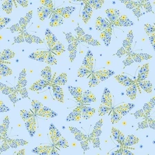 Timeless Treasures Bee Kind Sky Blue Floral Butterfly Cotton Fabric by the Yard