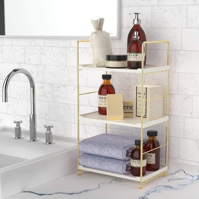 3-Tier Kitchen Spice Rack Freestanding Stackable Shelf Countertop Golden