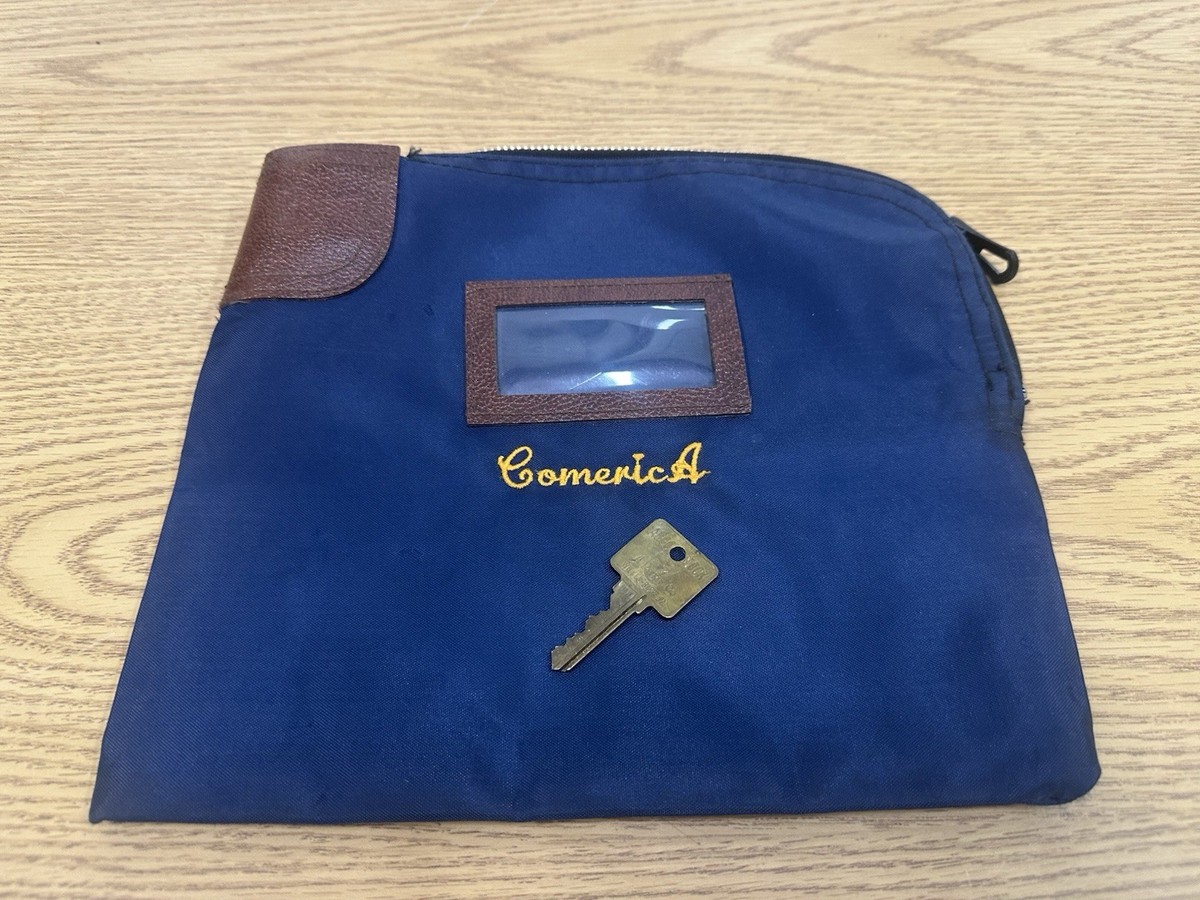 アンティーク雑貨 U.S.A. VINTAGE Bank Deposit Bag Vintage Comerica Bank Deposit Money Bag Zippered Lock With Key | eBay