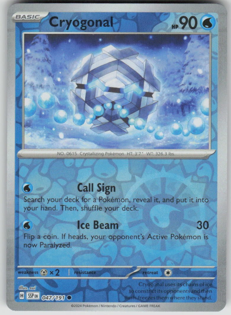 Pokemon Cryogonal Common SV08: Surging Sparks 047/191 NM