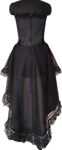 Women Long Halloween Prom Dress Gothic Victorian Black Dress - Picture 14 of 26