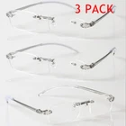 3 PACK TR90 Reading Glasses Elastic Transparent Rimless Flexible Eyeglasses NEW