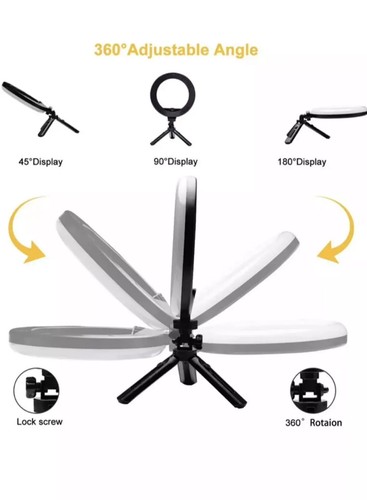 Anillo de luz LED con soporte para trípode y soporte para teléfono regulable con control remoto de 8 pulgadas - Imagen 2 de 7