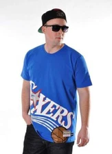 Mitchell & Ness Philadelphia 76ers BLUE Big Face T Shirt  