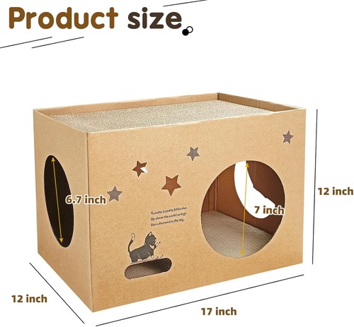 Cardboard Cat House 2 Pcs Scratching Board Play House Scratcher Corrugated - Picture 2 of 7