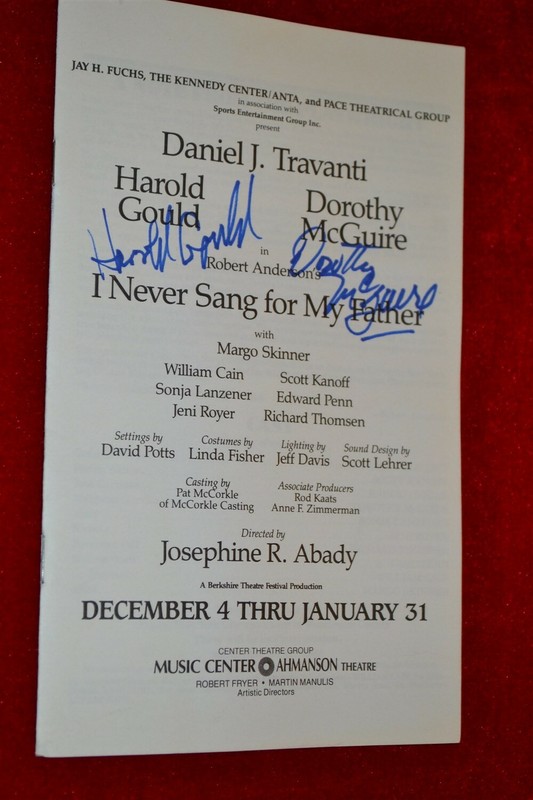 HAROLD GOULD DOROTHY McGUIRE I Never Sang For My Father SIGNED Broadway Playbill