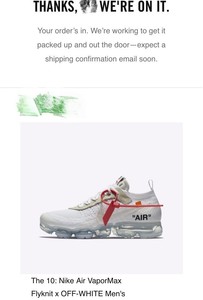 off white vapormax size 6