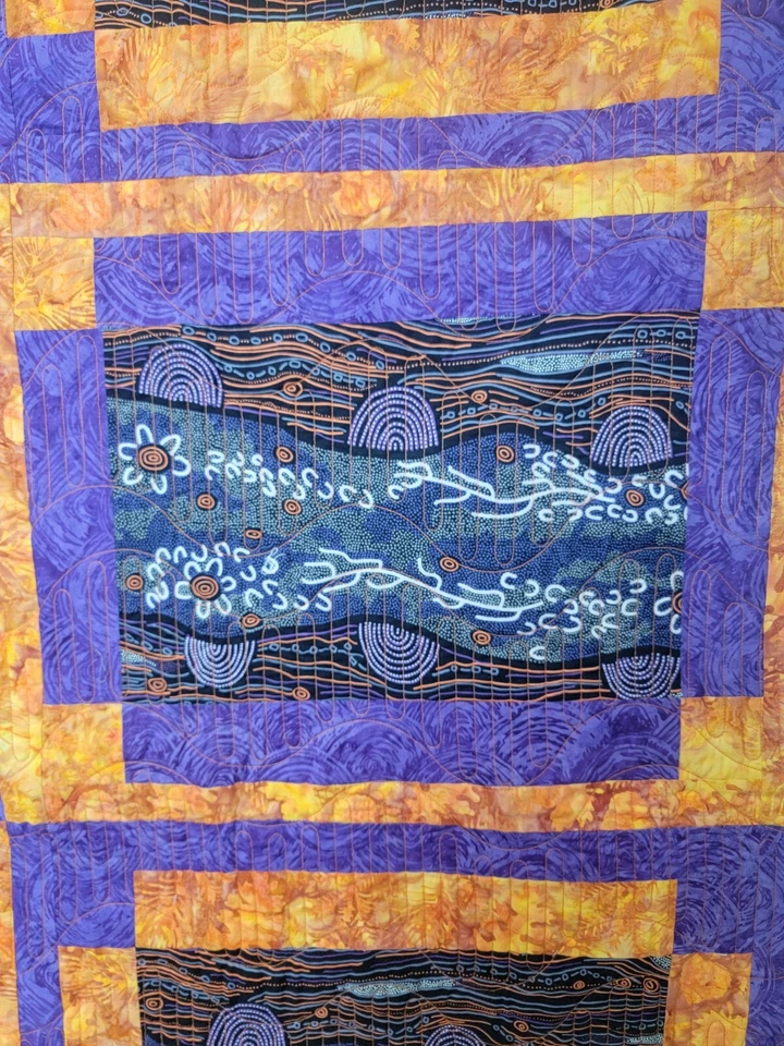New Homemade "Australian  Aboriginal"  Quilt, 60"x62", 100% cotton fabric - Image 3 of 4