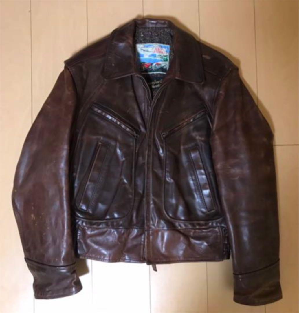 AERO LEATHER Vintage Leather Jacket Size 38 Horsehide Brown AERO LEATHER Vintage Leather Jacket Size 38 Horsehide Brown