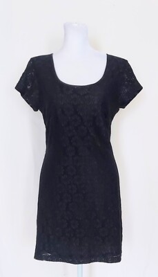 Espirit De Corp Size Small Floral Lace Lined Mini Dress Cocktail Dress Black VTG