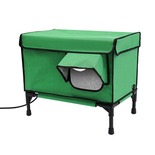 Elevated Heated Cat House Outside Heated Cat Bed Cat Shelter Kitty w/Heating Pad - Picture 7 of 24