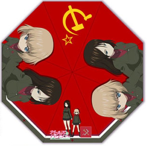 A74480 Girls und Panzer der Film Folding umbrella Pravda High School - Picture 2 of 5