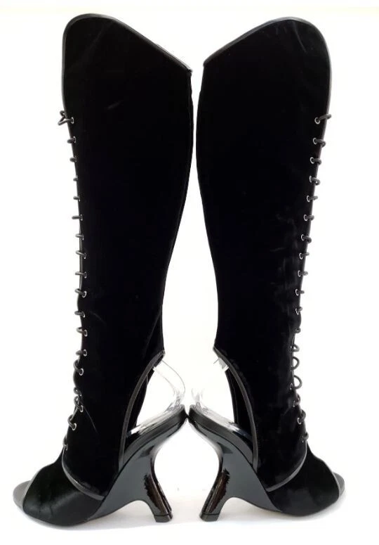 36.5/6.5❤️$2000 TOM FORD Velvet LEATHER OVER KNEE High Heels Wedge BOOTS - Image 3 of 4