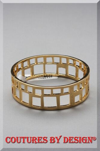 St John Knits Gold Tone Laser Cut Bangle Bracelet NWT MSRP $240