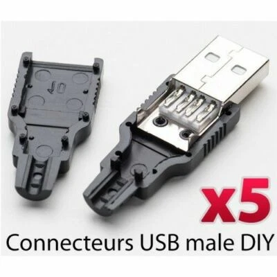 Lot 5x Connecteur USB Standard Male A Fiche Prise à Souder usb connector plug