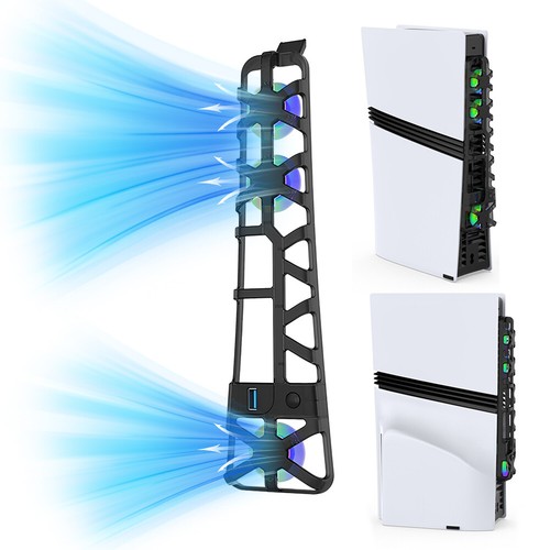 Temperature-Controlled Cooling Fan for PS 5 Pro W/ RGB Light USB3.0 System FR - Photo 2/13