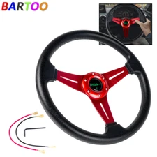 13.4"x2.36" Racing Steering Wheel Universal Aluminum Drifting Deep Dish Red 