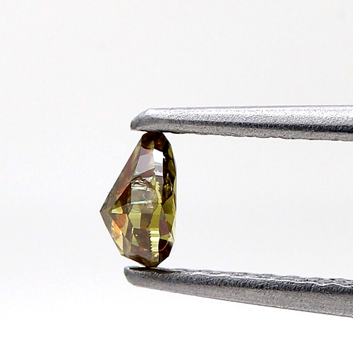 Loose Certified Natural Diamond 0.25tcw Dark Green Sparkling Pear Brilliant Cut - Picture 3 of 12