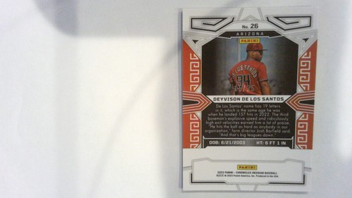 2023 Panini Chronicles Deyvison De Los Santos Obsidian /25 Electric Etch (?) - Picture 2 of 2