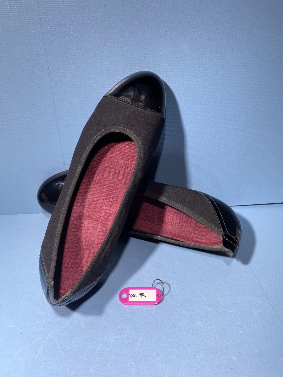 Munro Henlee Flats Women Size 11 N Black Fabric Patent Leather Cap