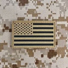 US American Flag Patch USA Coyote Desert Tan Brown Morale IR - Hook & Loop