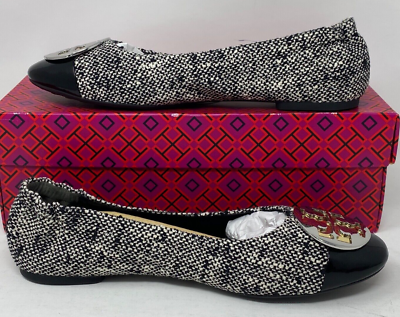 Tory Burch Claire Cap-Toe Ballet Cotton Tweed Ballerina Flats US