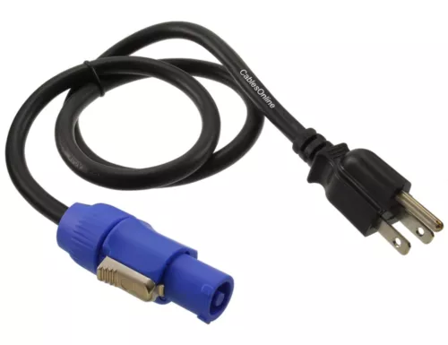 16-AWG 3-Prong NEMA 5-15P to powercon-Compatible Stage AC Power Cord